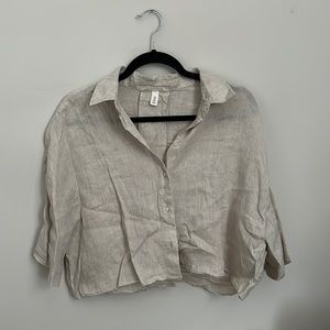 H&M Beige Linen Button Down